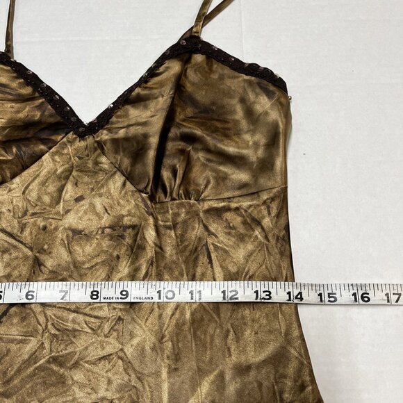 Y2K Xhiliration Top S Brown Satin Babydoll Beaded Fairy‎ Whimsy Hippie Ethereal - Picture 6 of 11